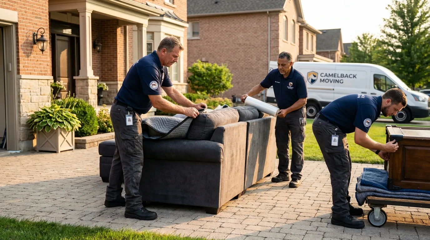 Large estate moving crew wrapping furniture in Spring Hill, TN