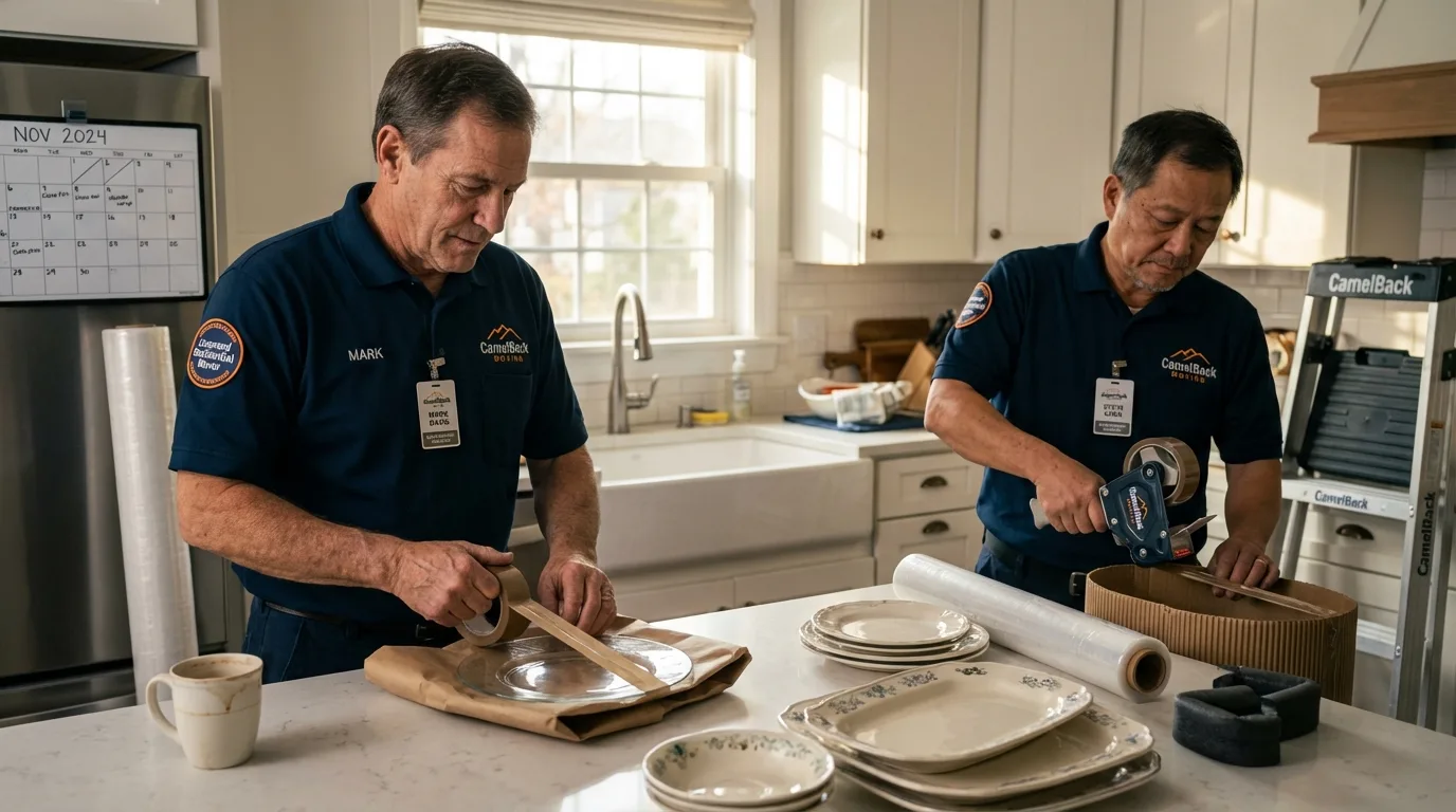 Professional crew packing kitchen dishware in Spring Hill, TN