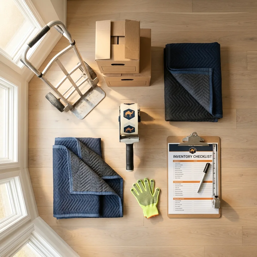 Professional moving supplies and packing materials layout for Spring Hill residential relocations
